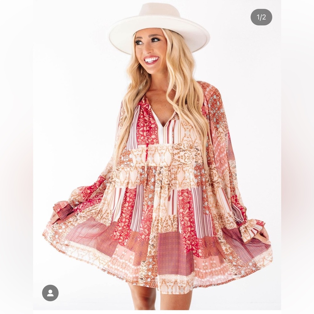 The Impeccable Pig Patchwork Printed Dress